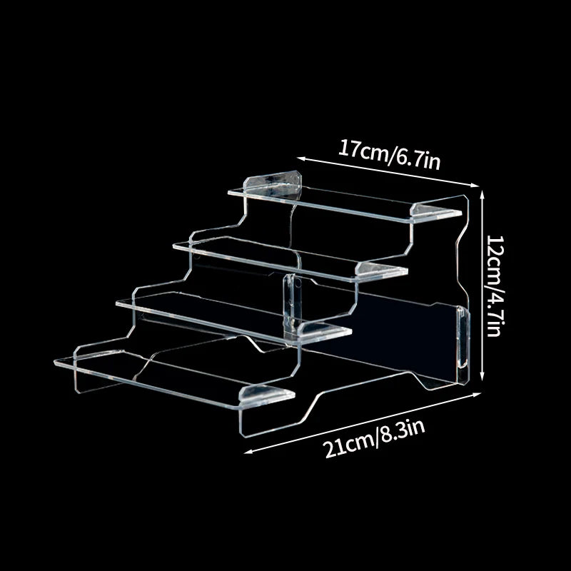 1-3 Tier Acrylic Display Stand Mini Doll Storage Rack Model Figurine Display Stand Transparent Ladder Makeup Organization Shelf
