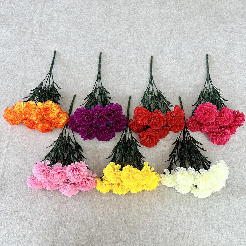 Artificial Chrysanthemums Fall Flowers Silk Orange Marigold Flowers Fake Mums Flowers for Wedding Autumn Day of The Dead
