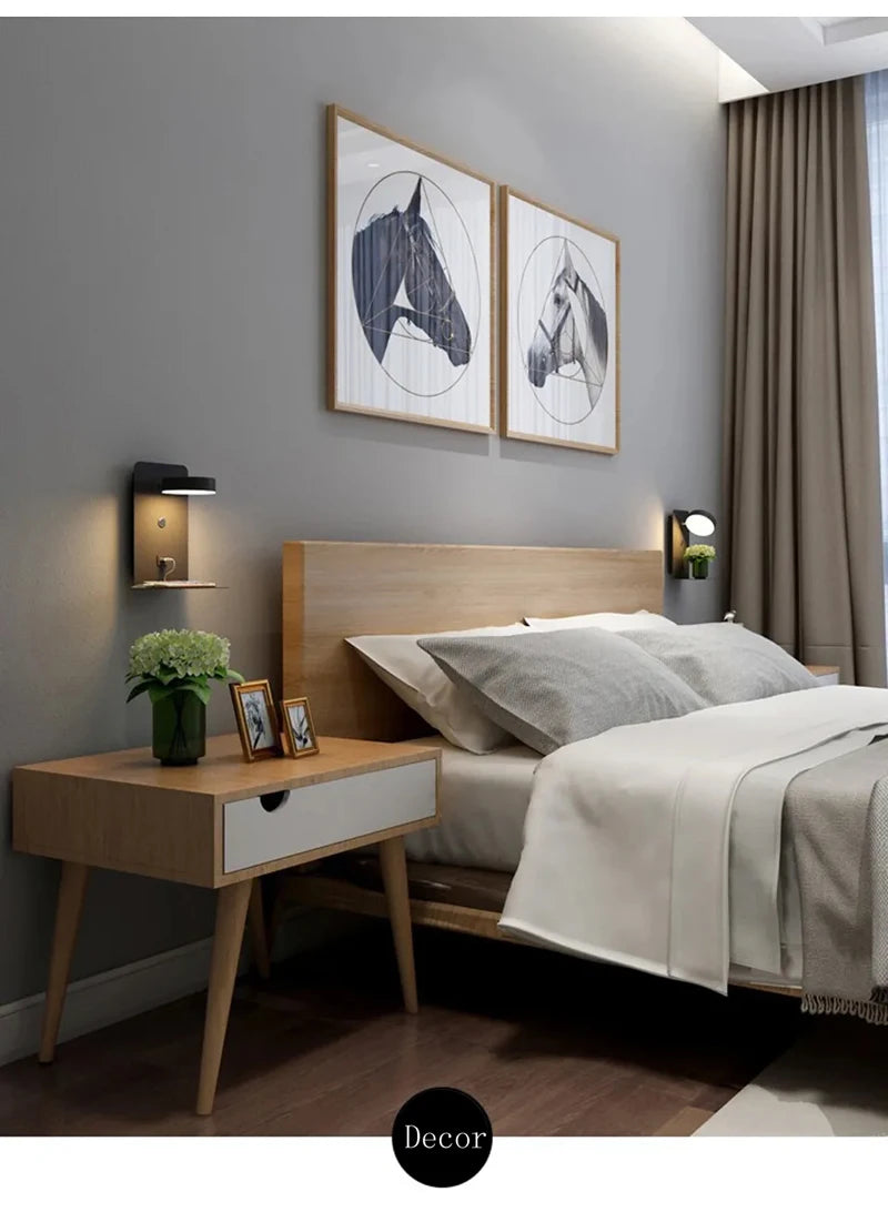 Bedroom Led Wall Lamps with USB Charge Wall Light Indoor Lamp for Living Room Decor Wall Panels with Switch Aisle Modern Sconce