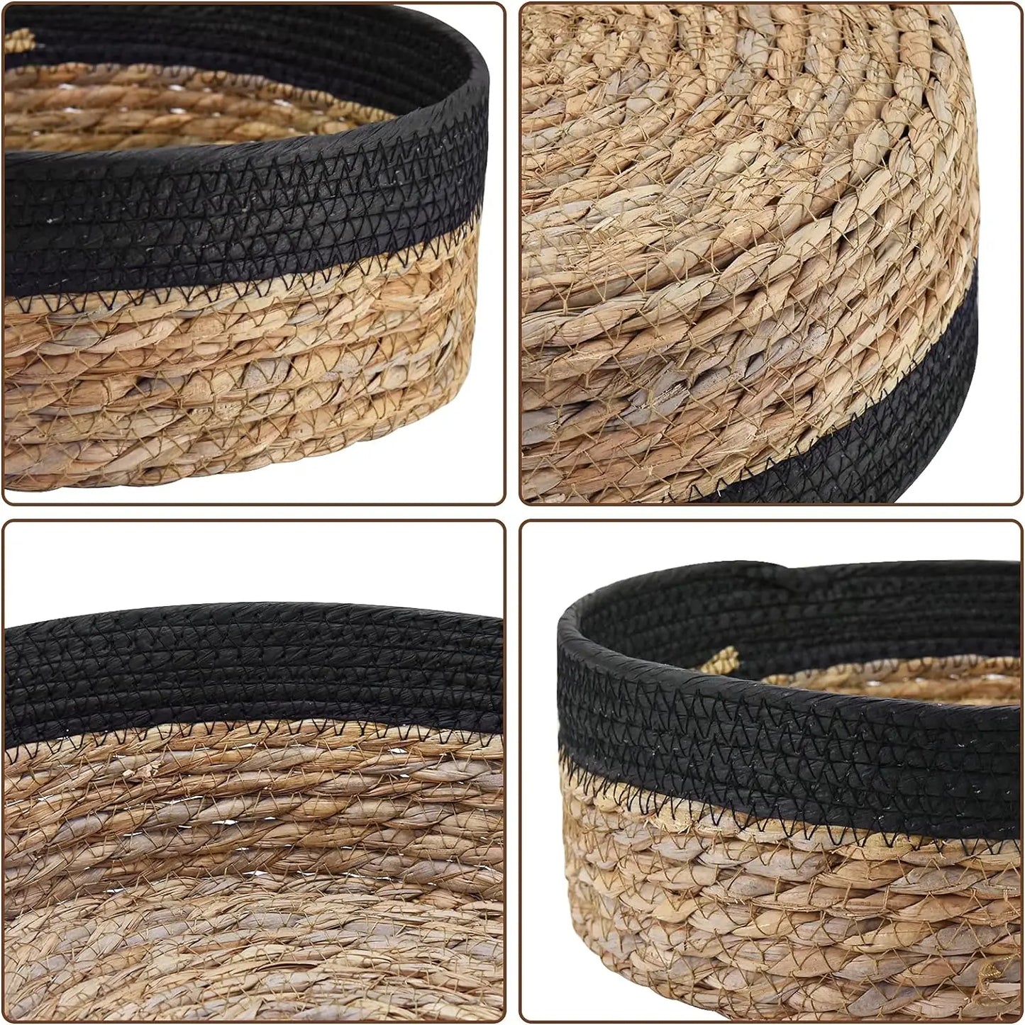 3 Size Woven Storage Basket, Organize Straw Cosmetics Storage Basket, Snack Food Storage Table Basket Made of Cattail Material