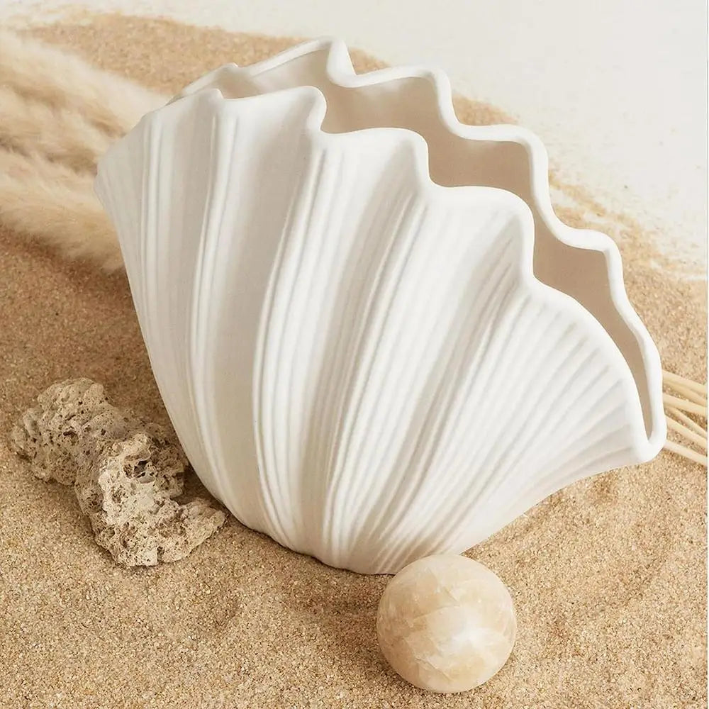 Simple Shell Organic Resin Vase Design Flower Pot Shell Flower Arrangement Creative Desktop Decoration Home Decoration