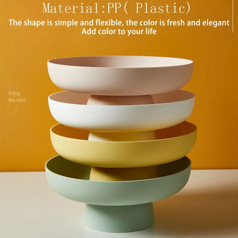 Fruit Vegetable Dish with Drainage Holes, Elegant Plastic Basket for Kitchen Counter/Table Centerpiece Decorative Storage Basket