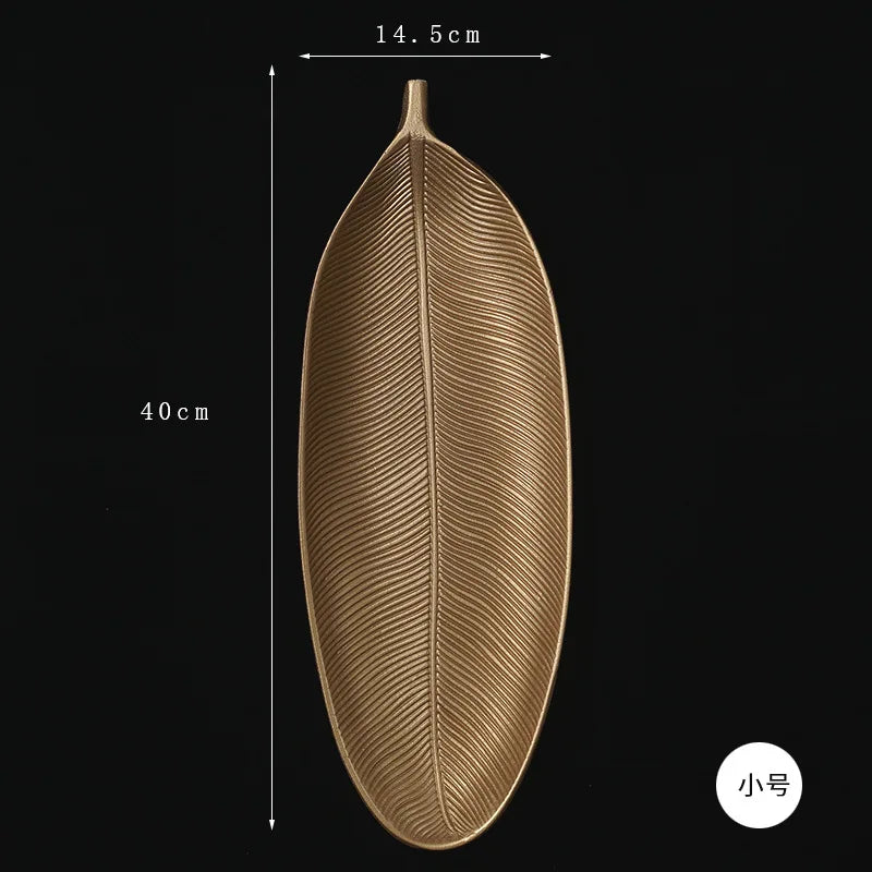 Nordic Wooden Tray Gold Leaf Shape Serving Tray Jewelry Pallet Fruit Snack Candy Dish Table Decoration Storage Organizer