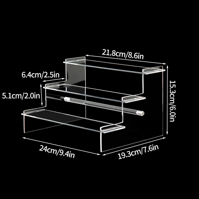 1-3 Tier Acrylic Display Stand Mini Doll Storage Rack Model Figurine Display Stand Transparent Ladder Makeup Organization Shelf