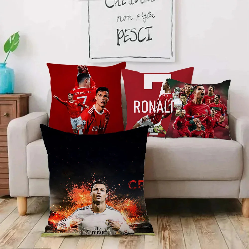 Pillow Covers Cartoon Sofa Decorative Home Double-sided Printing Short Plush Cute Cushion Football Star C Ronaldo Number 7 Cover