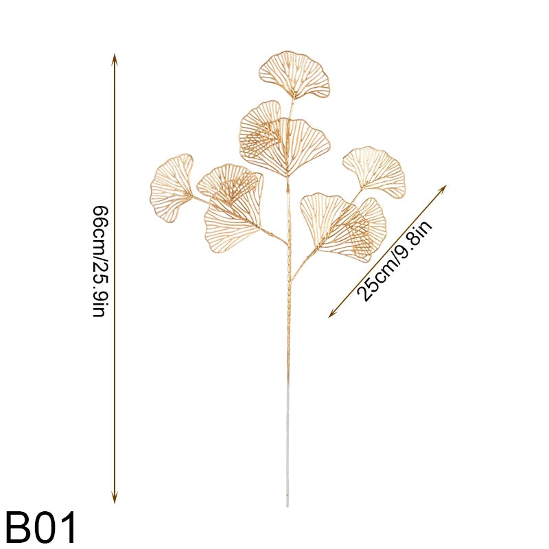 Golden Artificial Plant Tropical Palm Leaf Fake Plants For Home Decoration Birthday Wedding Party Decor Supplies