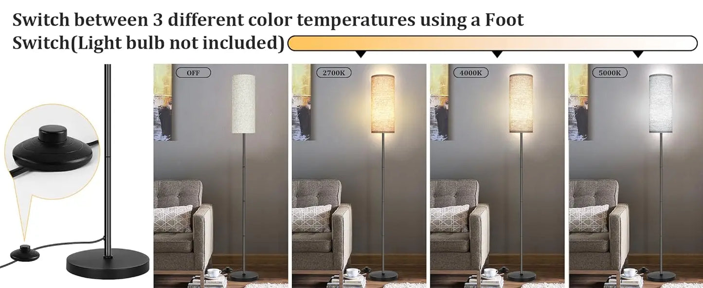 Floor Lamp for Living Room Modern Standing Lamps with Lampshade Lamp with Foot Switch for Living Room Bedroom Kids Room Office