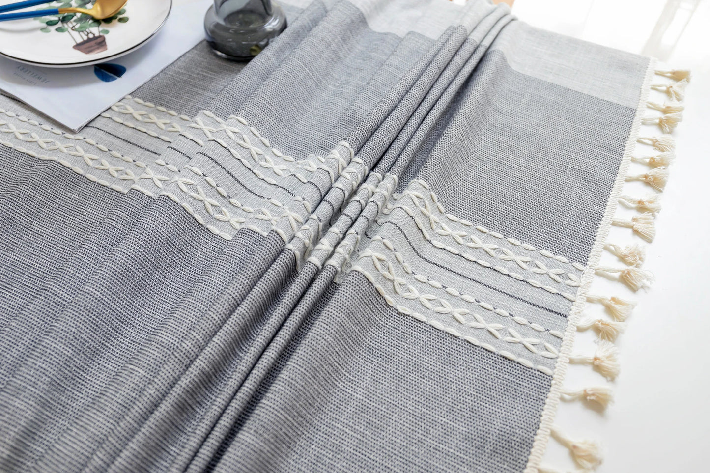 Battilo Linen Cotton Tablecloth Round Rectangular Table Cloth Waterproof Table Cover for Dining Coffee Table Kitchen Room Decor