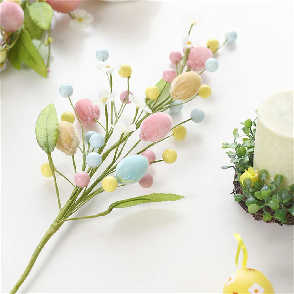 Easter Egg Tree Branch Fake Plant Happy Easter Decor Party Home Vase Decor Diy Flower Arrangement Decorative Accessories