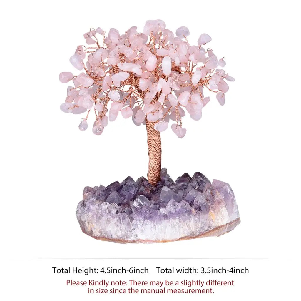 Natural Crystal Money Tree With Rough Amethyst Cluster Base For Luck Wealth Fengshui Home Decoration Desktop Ornaments