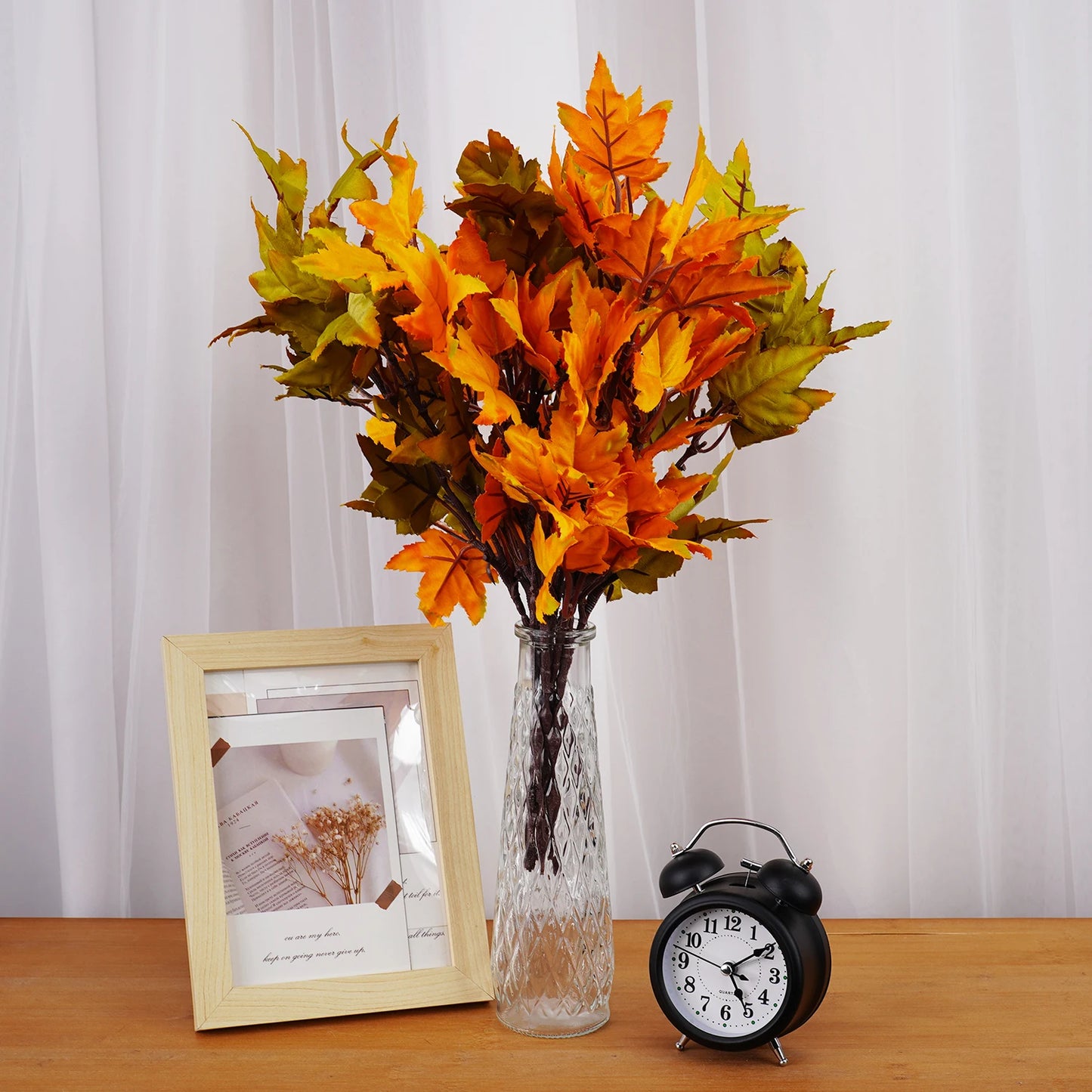Fall Artificial Maple Leaf Flowers Bouquet for Home Room Decor Wedding Marriage Party Decoration Fake Plant Garden Vase Ornament