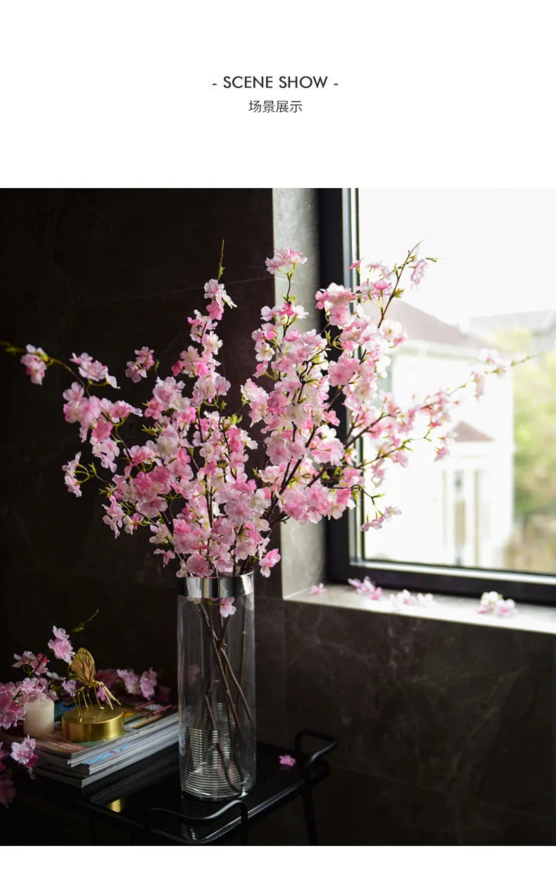 4 Fork Artificial Cherry Blossom Branches Fake Flowers Plastic Flowers Wedding Arches Leading Simulation Flowers
