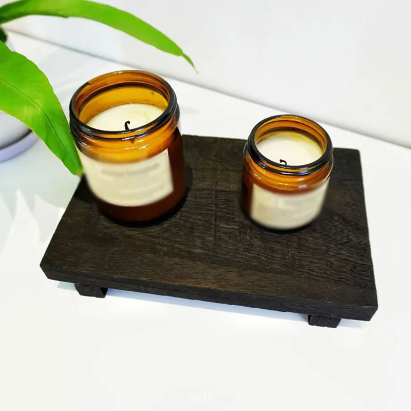 Retro Wooden Bathroom Tray Vanity Hands Soap Scented Candle Storage Holder Kitchen Seasoning Tray Home Decoration For Lr Bth etc