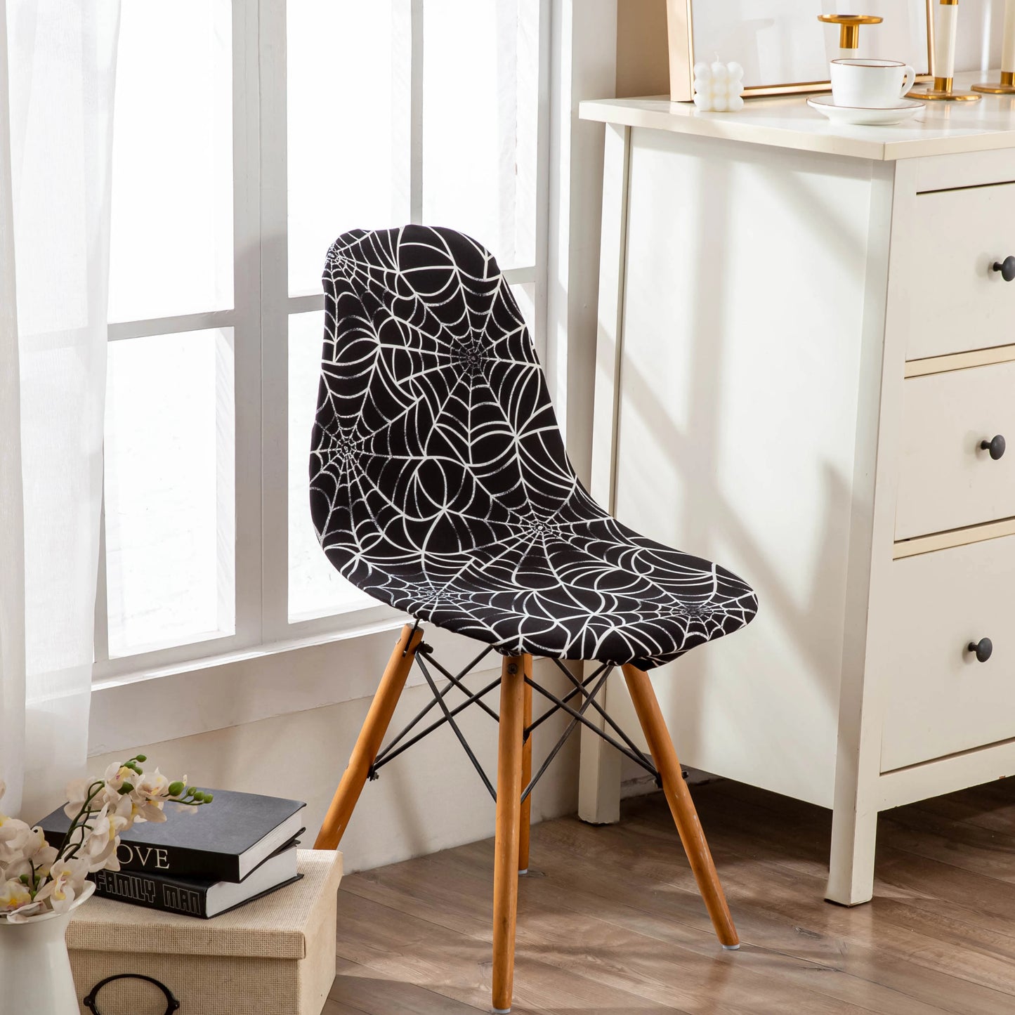 1Pc Printed Dining Table and Chair Cover Household Elastic Chair Cover Eames Chair Cover Special-Shaped Chair Cover
