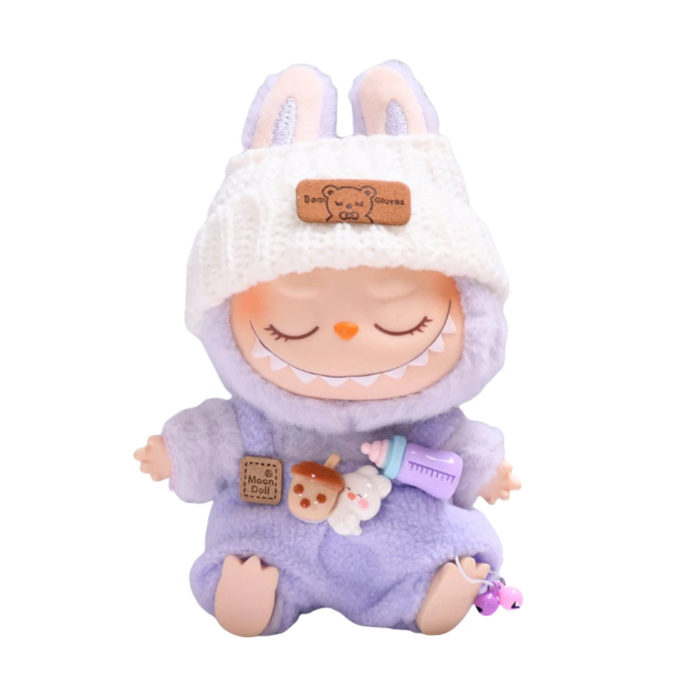 For 15-17 Cm Labubu Clothes Outfit Labubu Sitting Party Bottle Overalls Hat Dolls Accessories Cute Decoration (No Doll)