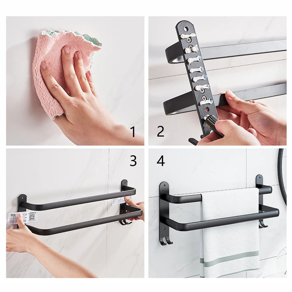 Bathroom Towel Rack 3 Layers No Drill Towel Holder Shower Rack Aluminum alloy Storage Shelf Bathroom Accessories