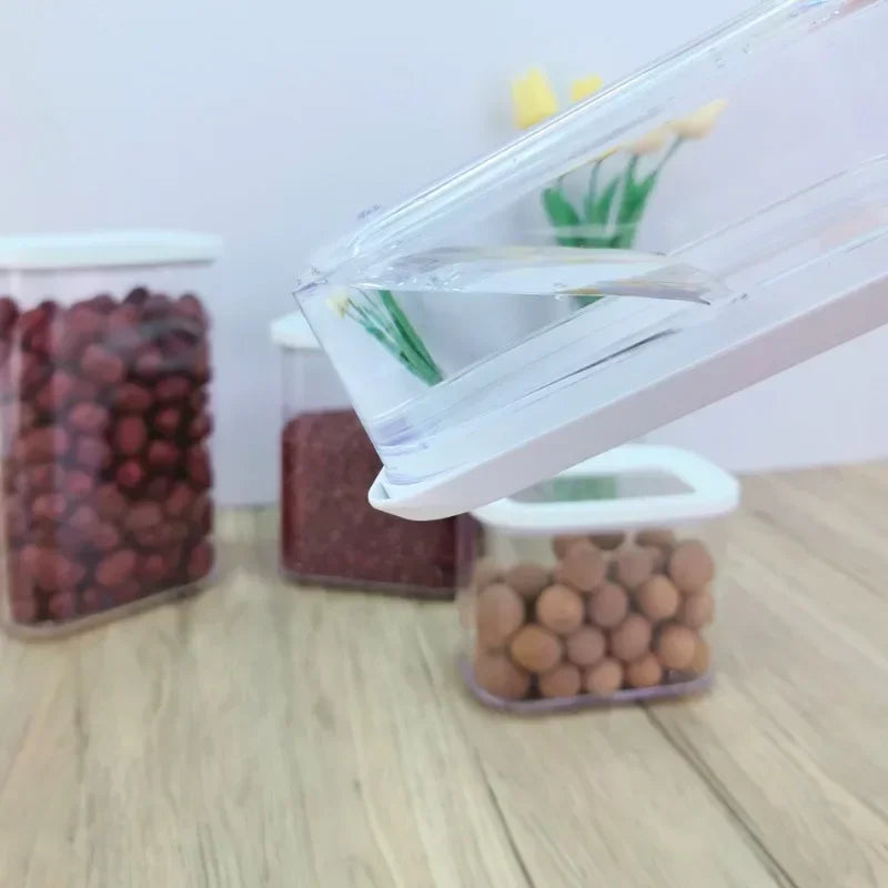 Plastic Sealed Storage Box Transparent Food Container Coffee Bean Organizer Food Storage Cereal Dispenser Kitchen Kitchen Items