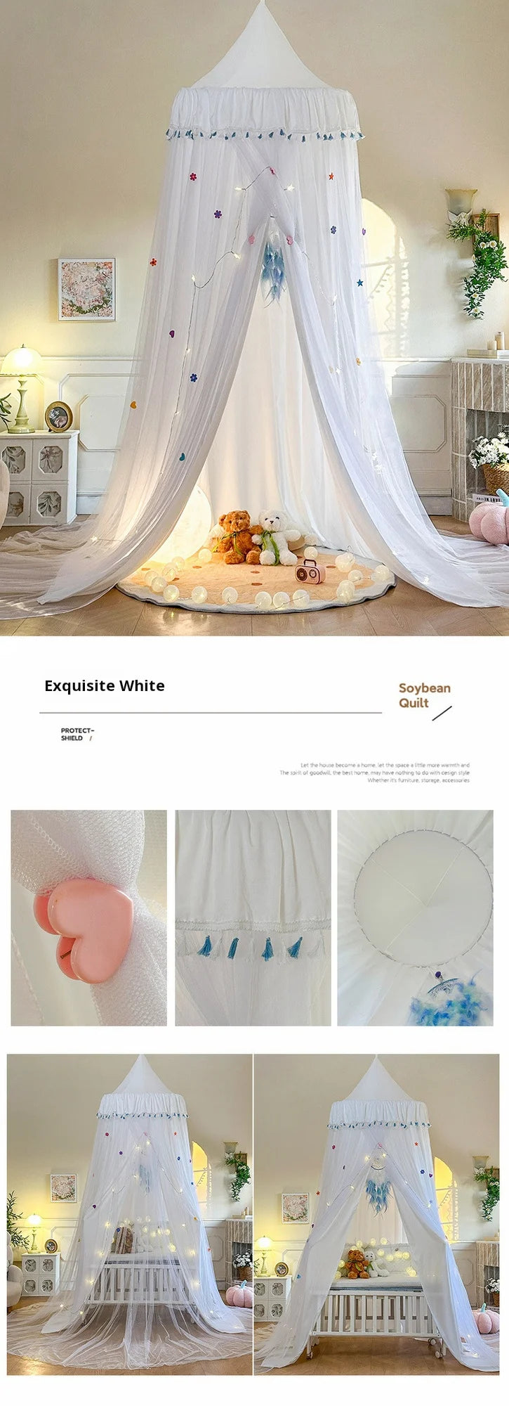 Dome bed curtain children's indoor light-proof bed curtain windproof bedside ceiling blackout double-layer mosquito net curtain