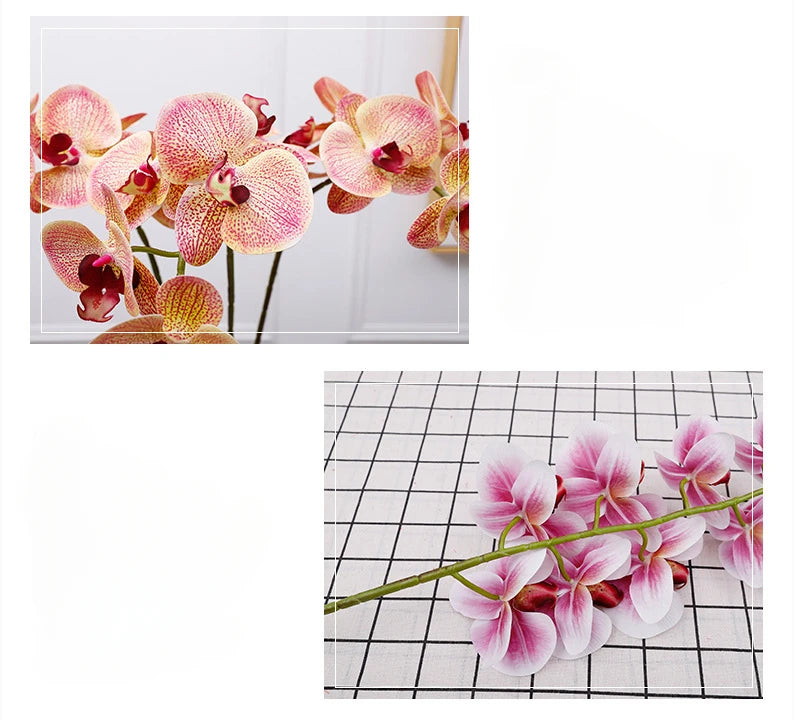 Artificial Butterfly Orchid Fake Phalaenopsis Flowers Artificial Orchid Stem Plants for Wedding Home Decoration