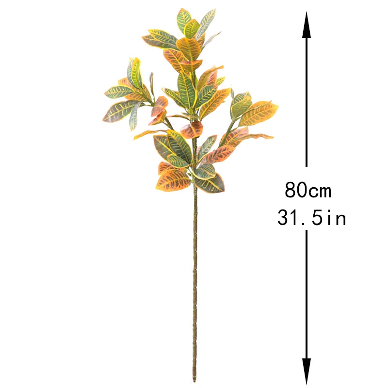 70-100CM Large Fake Ficus Artificial Tropical Rubber Plants Plastic Codiaeum Leaves Autumn Leaves Home Garden Decoration