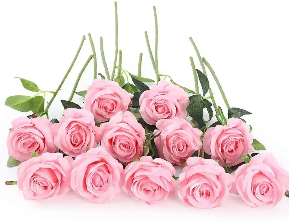 12 PCS Artificial Flowers Roses Silk Flowers Fake Long Stem Artificial Black Roses for Home Party Halloween Decorations