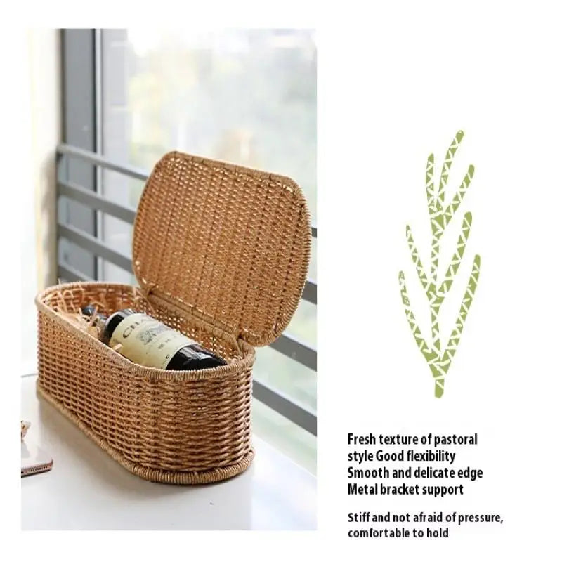 Bohemian Imitation Rattan Storage Basket Woven Dust-proof Frame Home Decoration Organizer