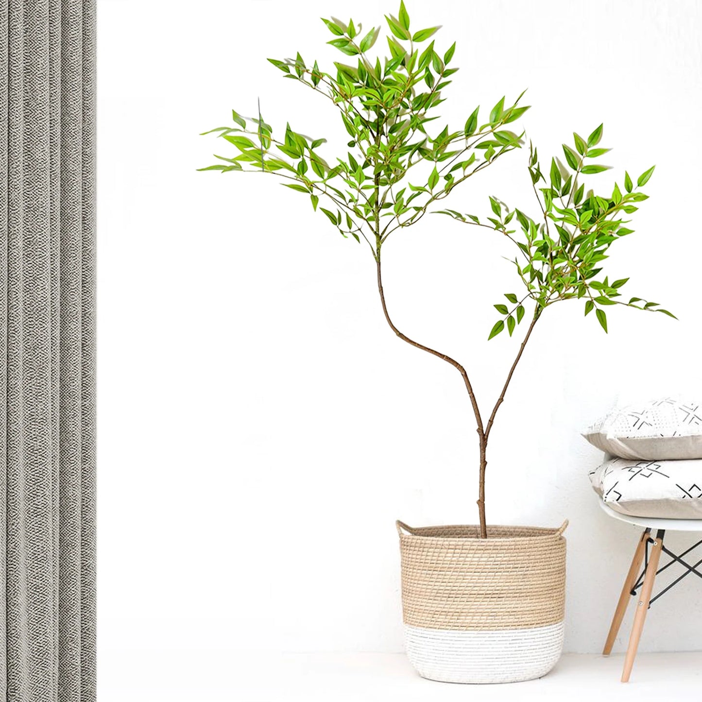 76-135cm Artificial Plants Fake Bamboo Tree Branch Plastic Nandina Leaves Tall Green Landscape For Home Garden Decor