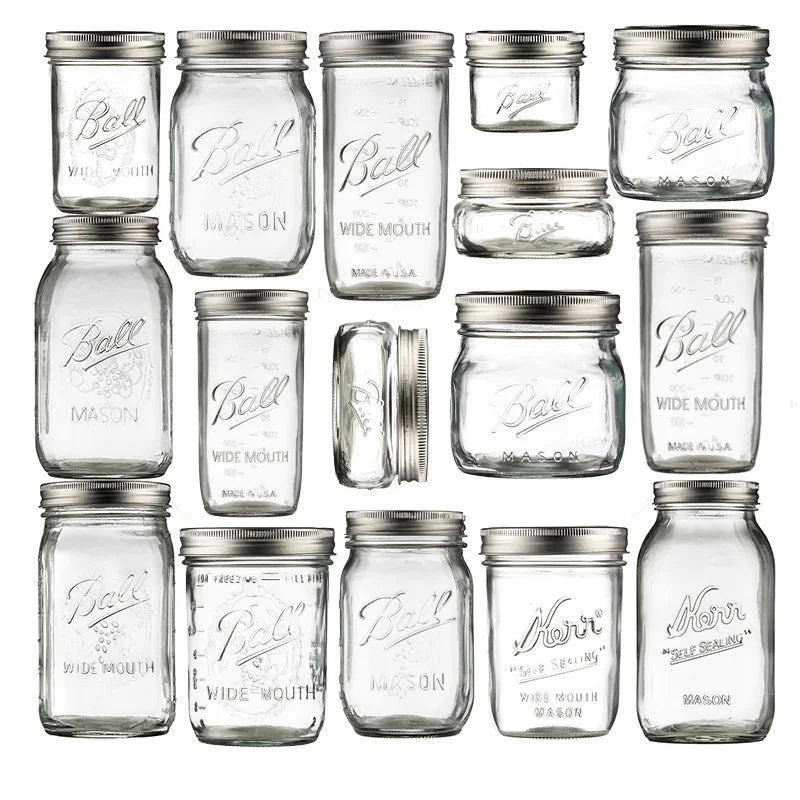 American Mason Jar Glass Transparent Oat-Sealed Beverage Cup Durable Kitchen Storage Container for Milk Shake & Juice