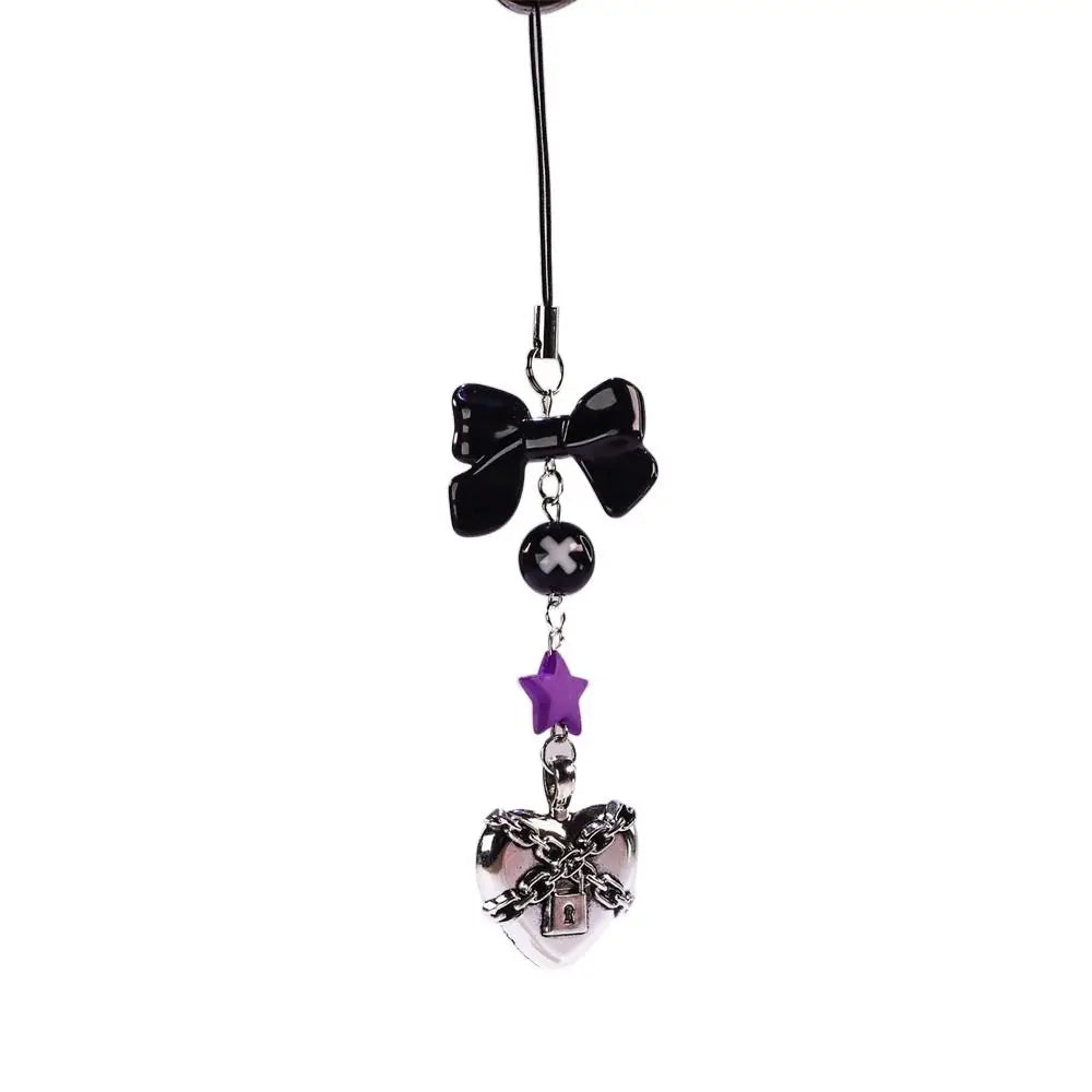 Cell Phone Rope Chain Anime Pendant Y2K Beaded Beads Chain Handmade Beads Strand Choker Pink Key Chain Phone Charm Key Chain