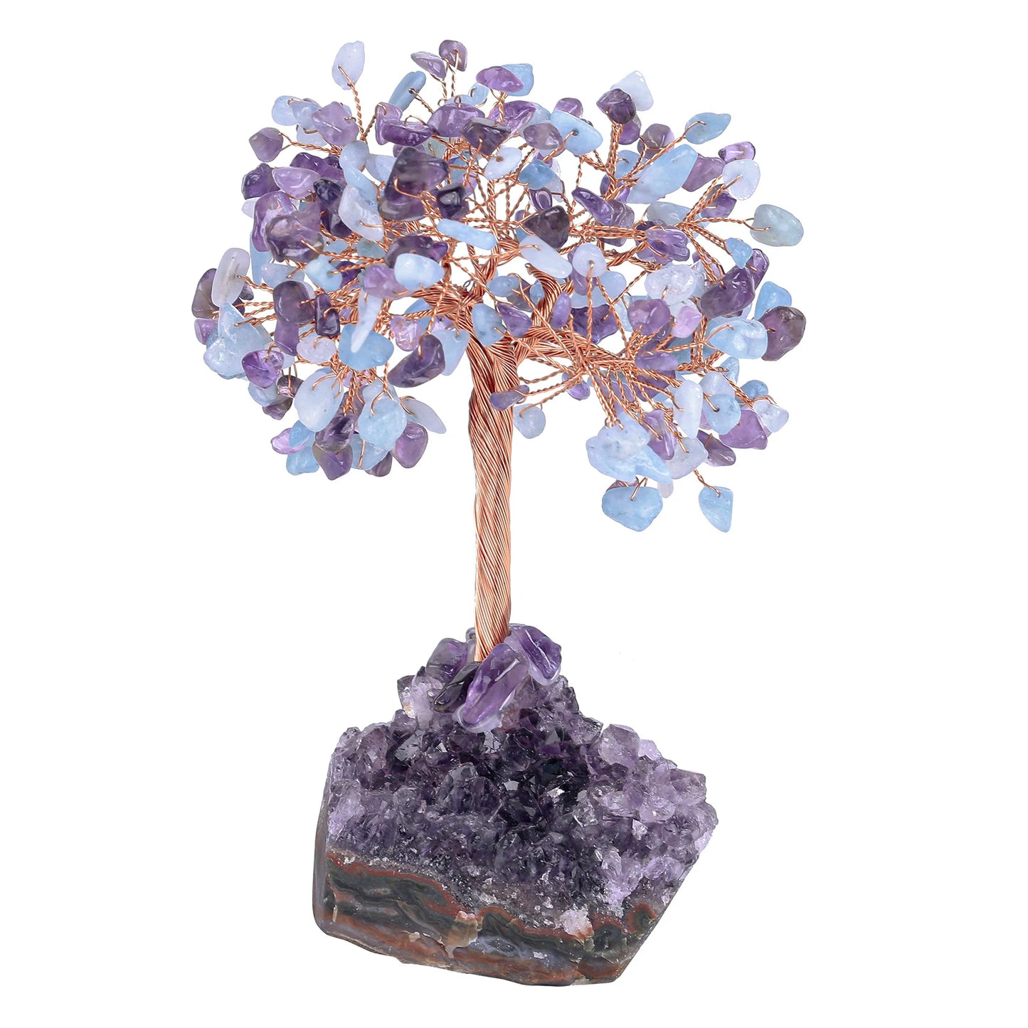 Natural Crystal Money Tree With Rough Amethyst Cluster Base For Luck Wealth Fengshui Home Decoration Desktop Ornaments