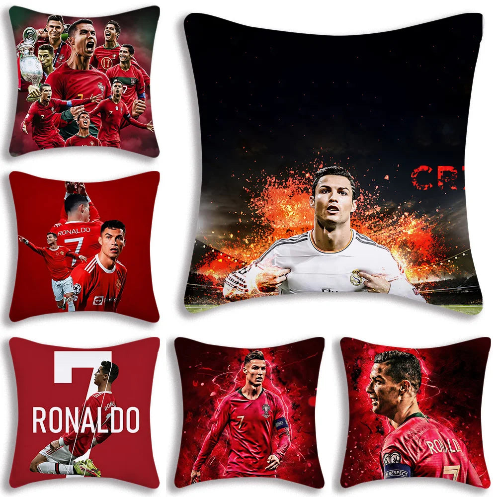 Pillow Covers Cartoon Sofa Decorative Home Double-sided Printing Short Plush Cute Cushion Football Star C Ronaldo Number 7 Cover