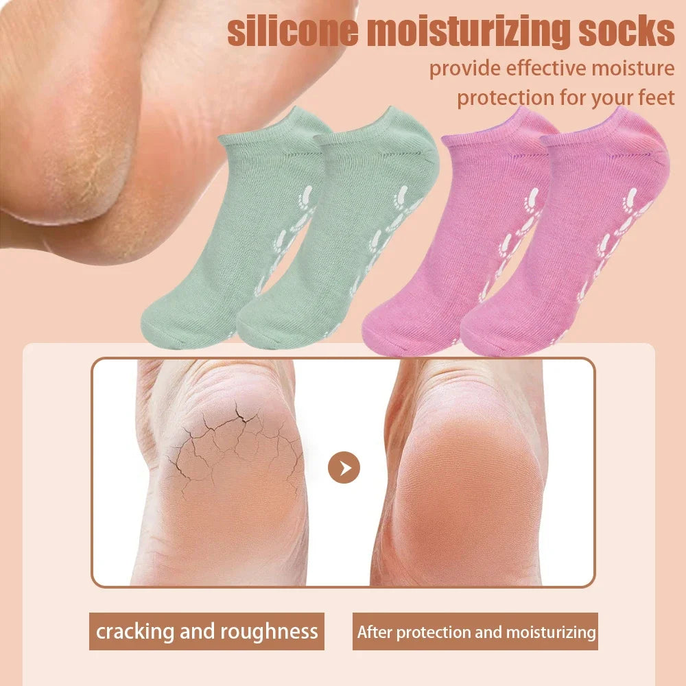 Reusable Moisturizing Mask Socks Exfoliating Anti Crack Silicone Protective Gloves Dry Dead Skin Remover Hand Foot Care Tools