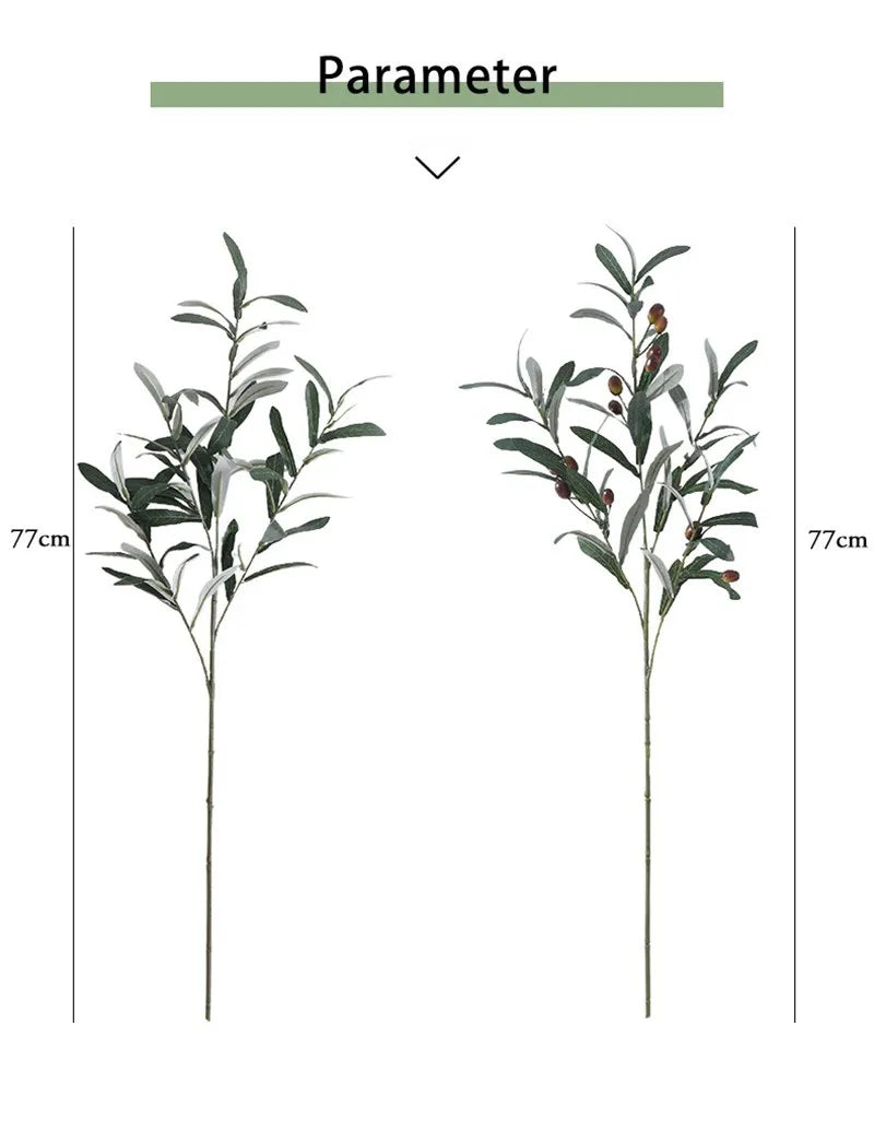 Artificial Green Leaf Olive Branch Fruit Fake Plants Wedding Home Photography Props Flower Arrangement Decoration Indoor Outdoor