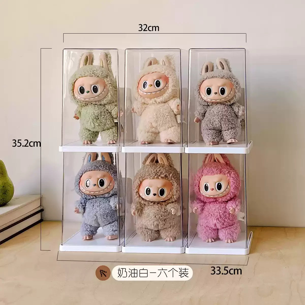 Labubu Acrylic Storage Box Large Capacity Transparent Rectangle Doll Display Cabinet Dustproof Home Desktop Toy Organizer
