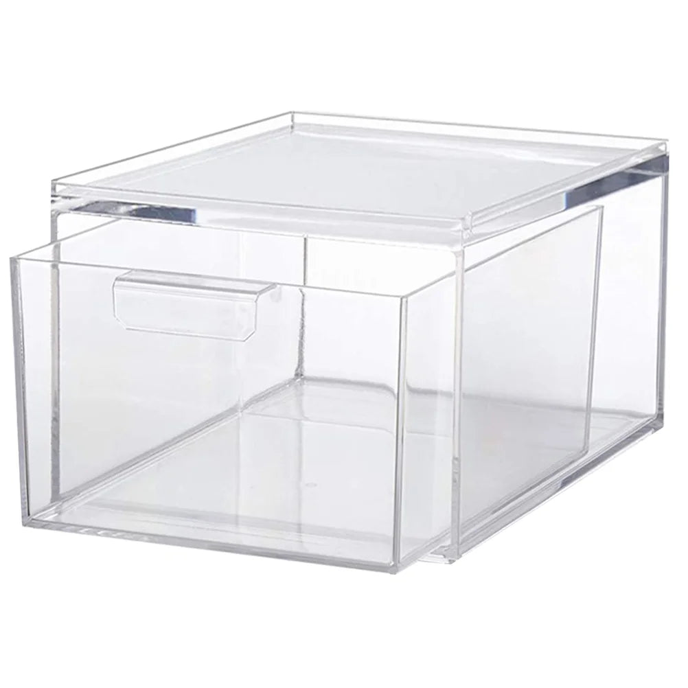 Clear Drawer Style Removable Stackable Storage Box Plastic ganizer Containers With Drawers Stacking Pull Out Bins Jewelry Case