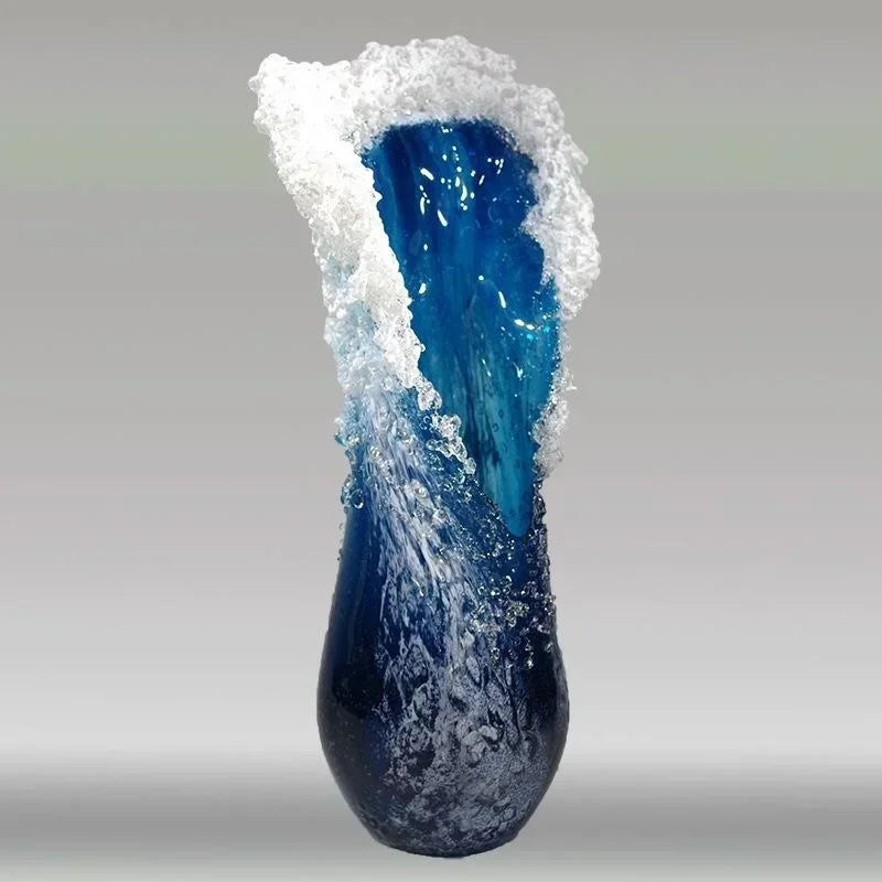 Ocean Wave Small Vase Resin Crafts Ocean Wave Vase Decoration Ocean Series Blue Home Decoration 2024