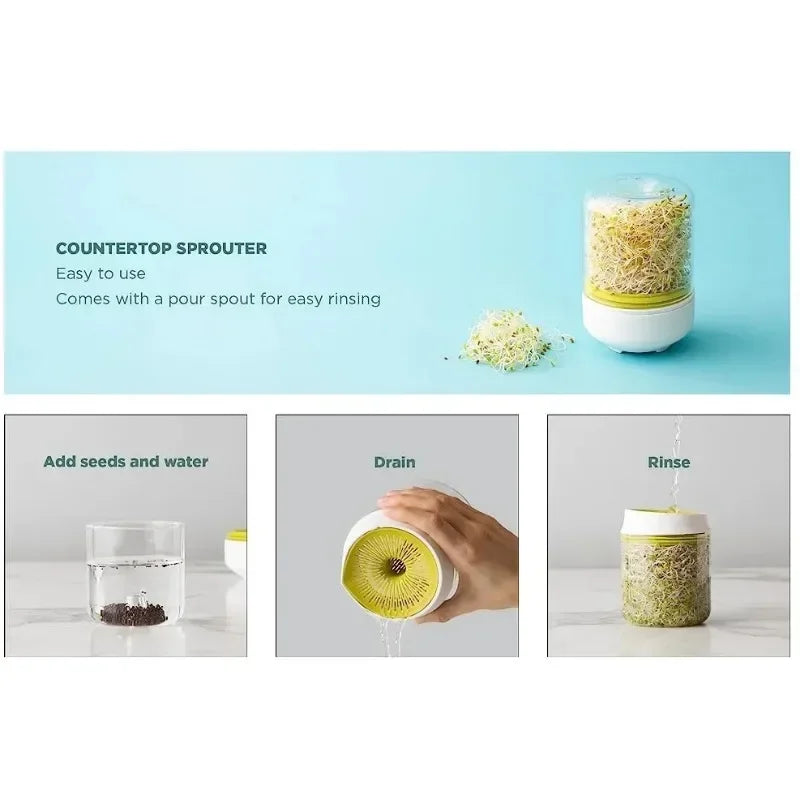 Countertop Sprouter Sprouts Growing Kit Reusable Household Kitchen Bean Plants Sprouting System Seeds Crop Container Supplies