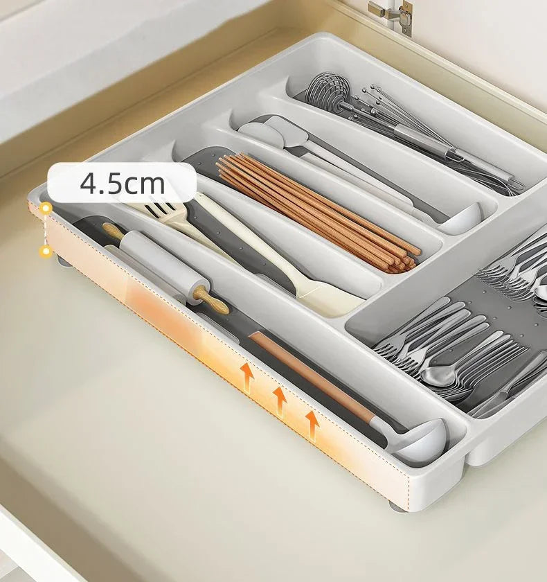 Drawer Kitchen Organizer Silverware Utensil Tray for Flatware Cutlery Holder White Separate Storage Cutlery Kitchen Organiser