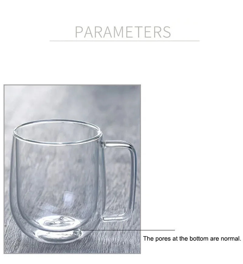 150/250/350ML Glass Cup with Handle Heat Resistant High Borosilicate Double Wall Glass Coffee Milk Beer Cups Kitchen Tools Gift