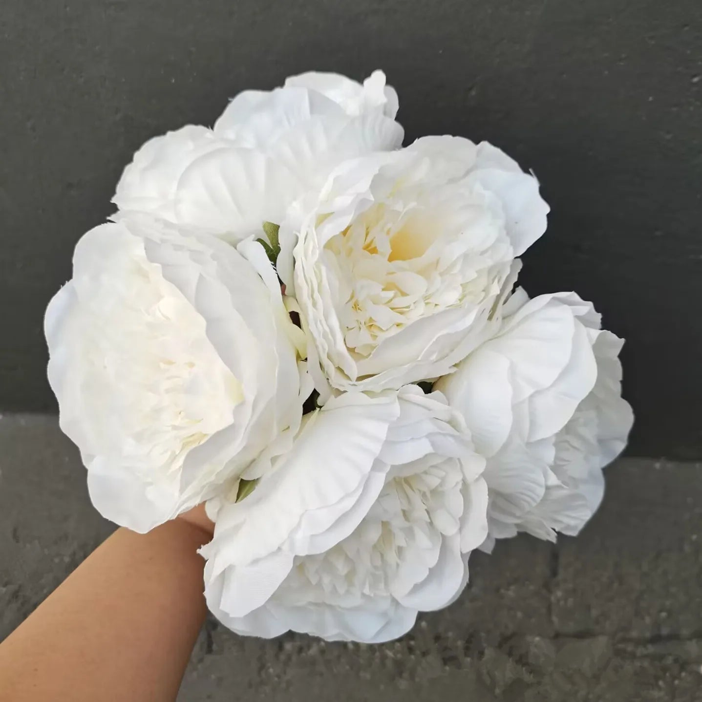 Fake Peonies Artificial Flowers Bouquet White Fake Peony Bridal Boquet Home Wedding Party Decor 5 Heads Silk Flore Peony Bouquet