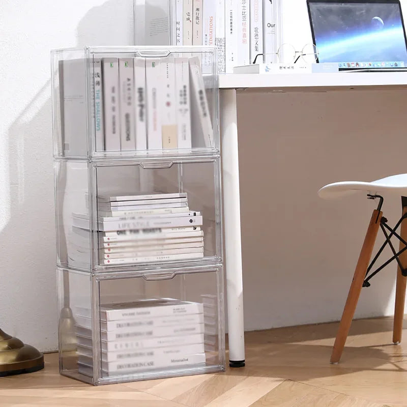 Transparent Storage Box Desktop Book Organizer Display Box Dustproof Large-capacity Storage Box for Books Models Bags Cosmetics