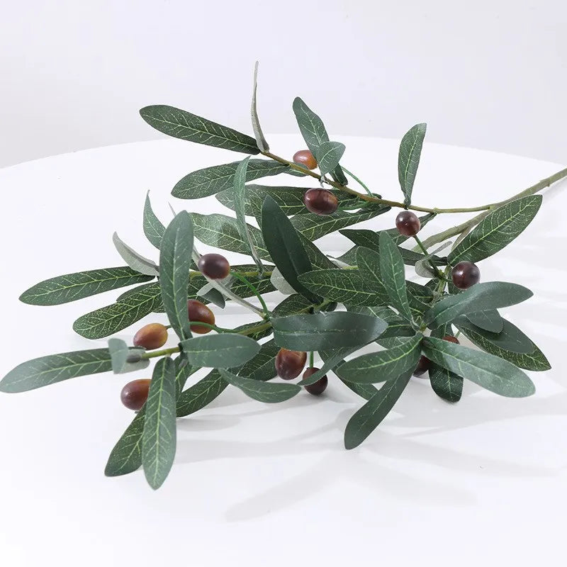 Artificial Green Leaf Olive Branch Fruit Fake Plants Wedding Home Photography Props Flower Arrangement Decoration Indoor Outdoor
