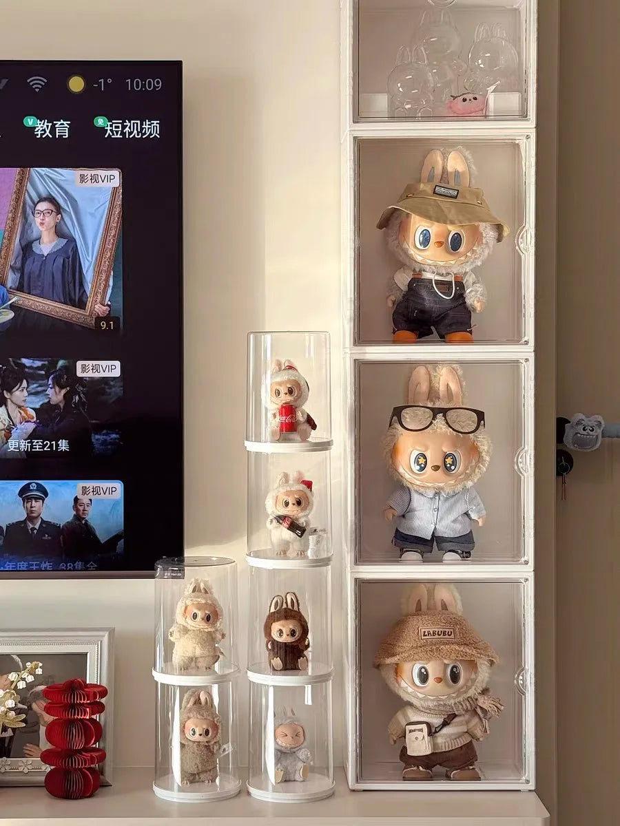 Labubu Pendant Display Box Rotating Transparent Labubu Doll Storage Blind Box Storage Display Dustproof And Moisture-Proof