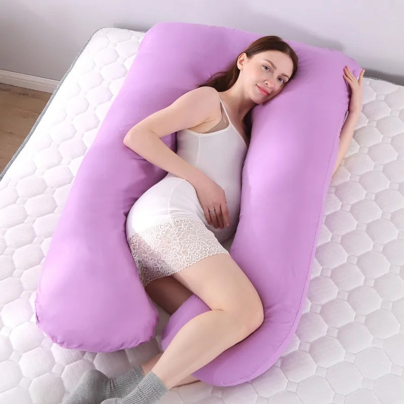 Pillow for Pregnant Women Four Seasons Universal Solid Color U-shaped Cushion Waist Support Nursing Mother Long Body Pillow