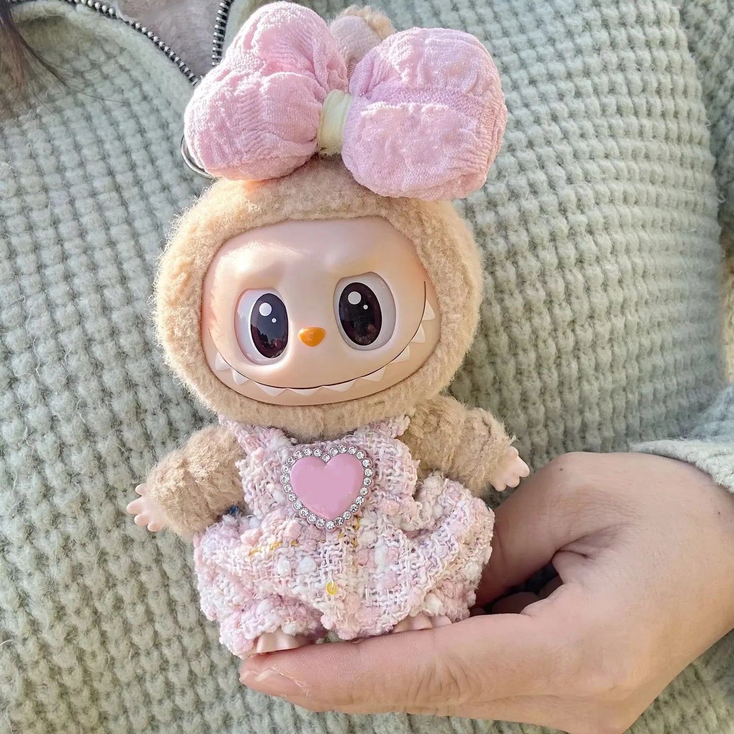 17CM Cute Labubu Doll Clothes Outfit Accessories Classic Dress Set for V2 Mini Dolls Clothing Girl Kid Gift Labubu Ropa