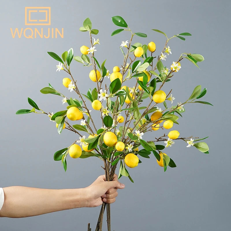 Lemon Branches With Fruit Simulation Green Plants Fresh Home Decoration Photo Props Plastic Fruit Flower Arrangement Fake Flower