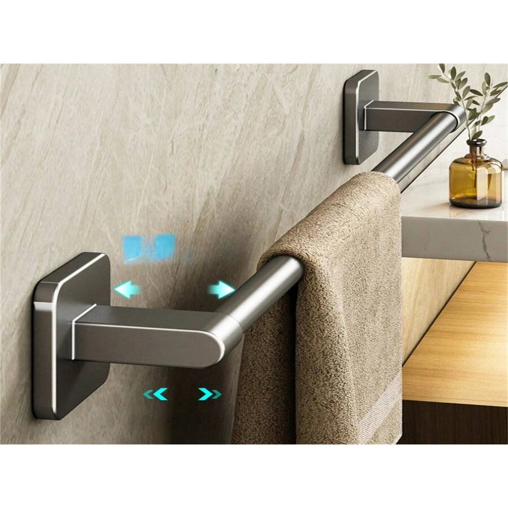 Bathroom Facilities Gun Gray Perforated Wall Mounted Bathroom Towel Bar Size 30 70cm Bathroom Slippers And Towels