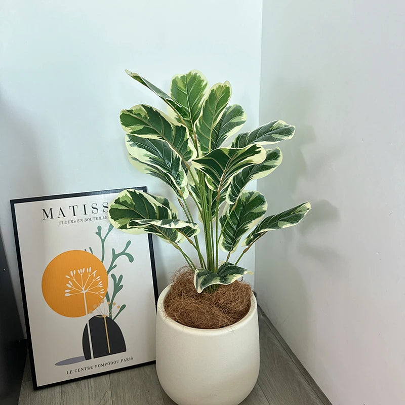 35-150cm Tropical Tree Artificial Rubber Tree Fake Tree Artificial Plants Faux Banyan Tree for Home Garden Room Shop Decor