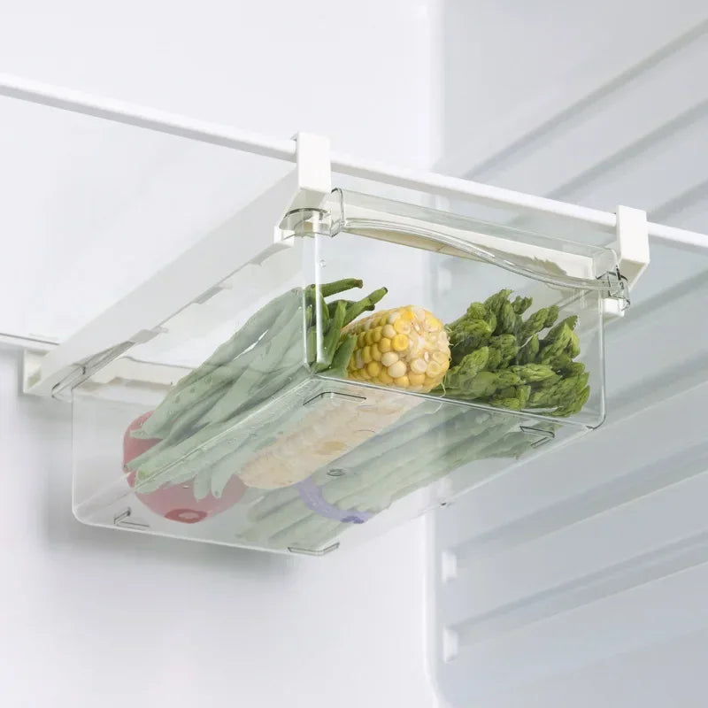 Refrigerator Drawer Style Food Storage Box, Fruit Packaging Machine, Shelf Support, Sliding Plastic Cooking Container
