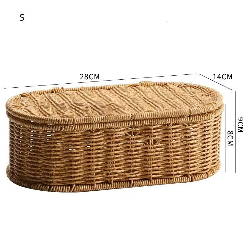 Bohemian Imitation Rattan Storage Basket Woven Dust-proof Frame Home Decoration Organizer